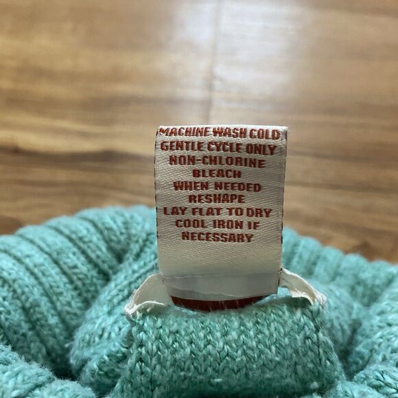 SUNDANCE L Turquoise Toasty Tweed Rib Knit Turtleneck Sweater Soft Cozy Winter - Picture 10 of 16